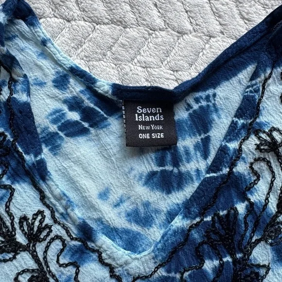 Seven Islands Chic V-Neck Tie-Dye Maxi Dress One Size 100% Rayon - Picture 2 of 7